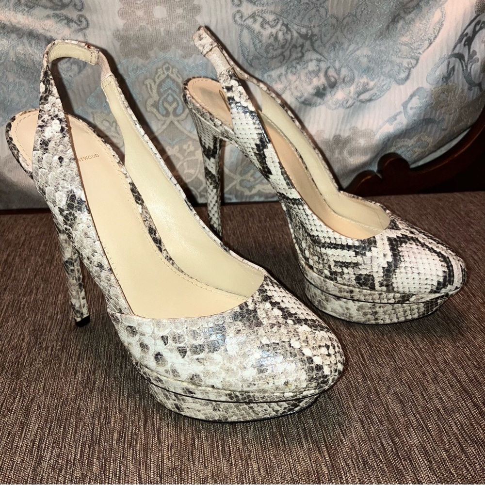 Brian Atwood Platform Heels Python / Snakeskin - … - image 2